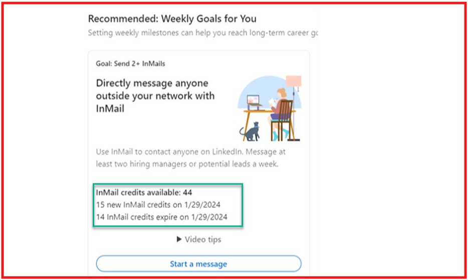 LinkedIn Mail works on credits