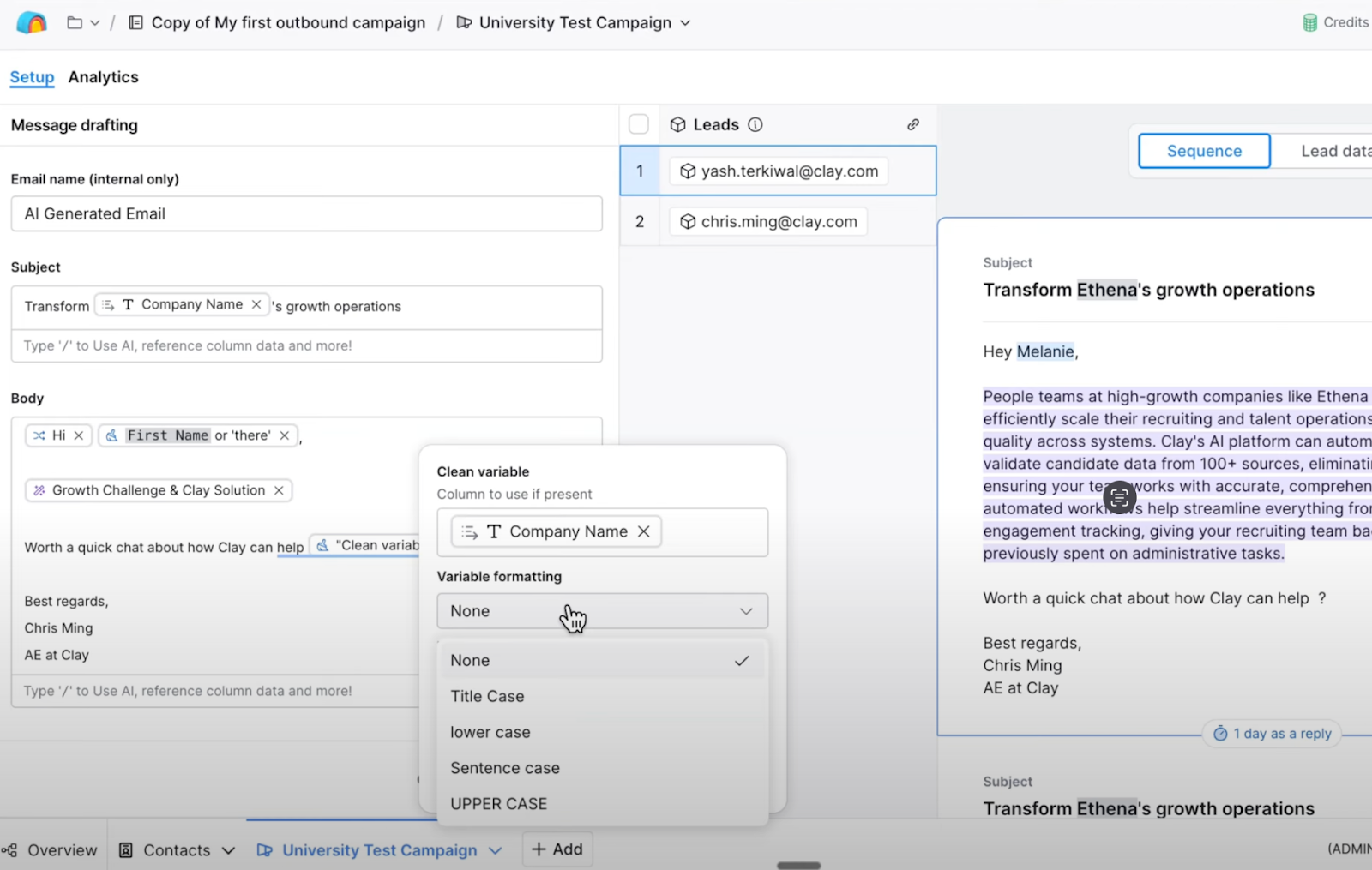 Clean variables in Clay