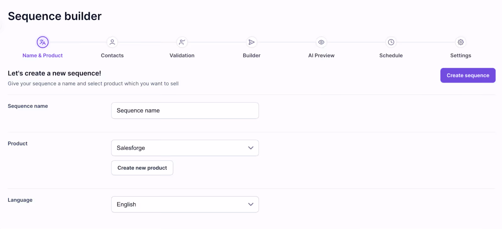 Sequence builder in Salesforge