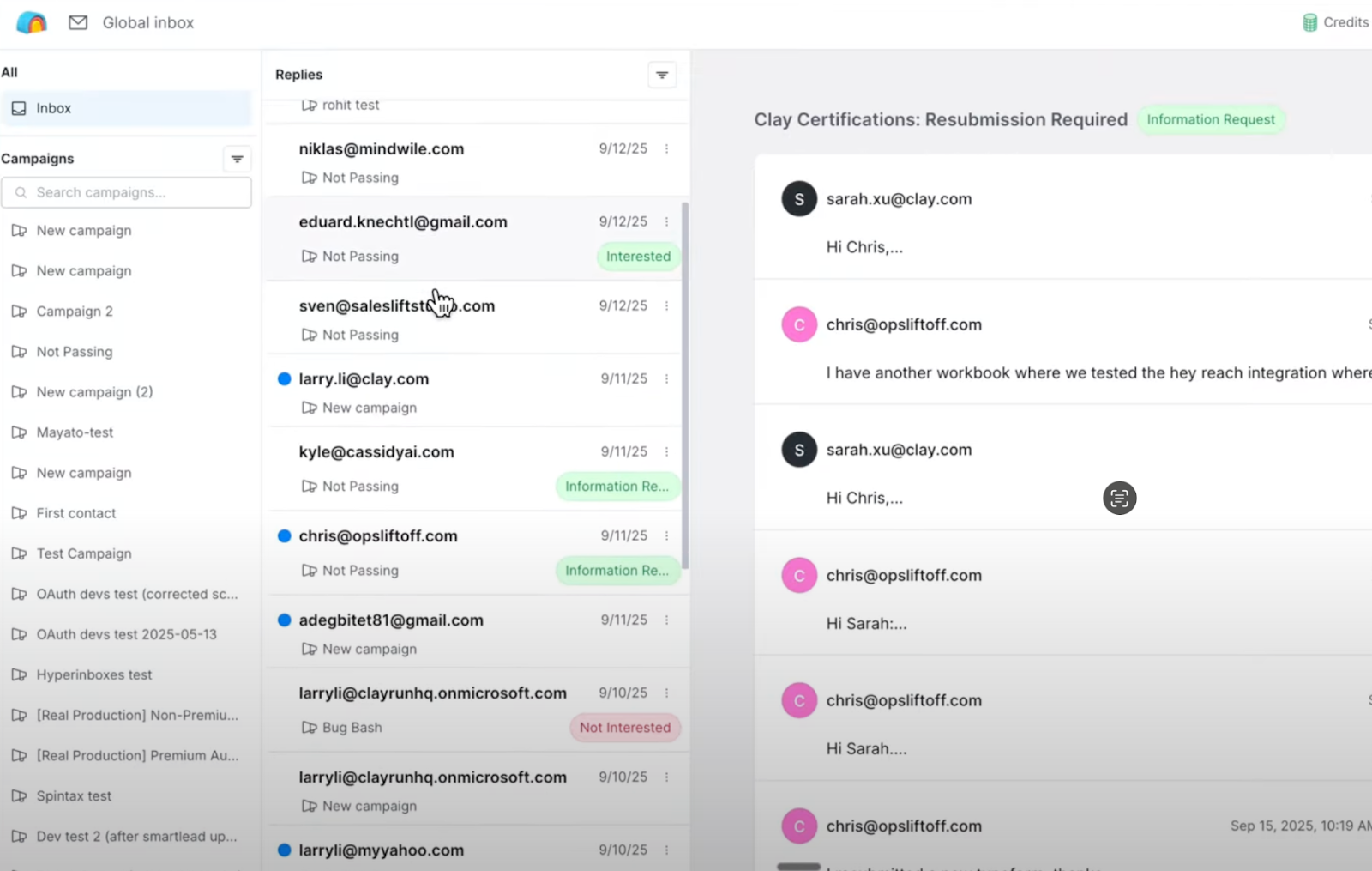 Global Inbox in Clay