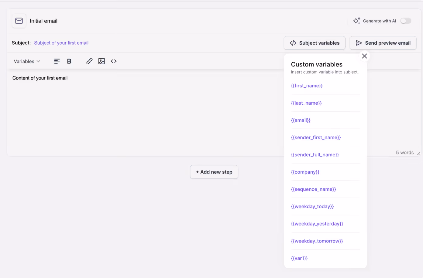 Use variables in Salesforge