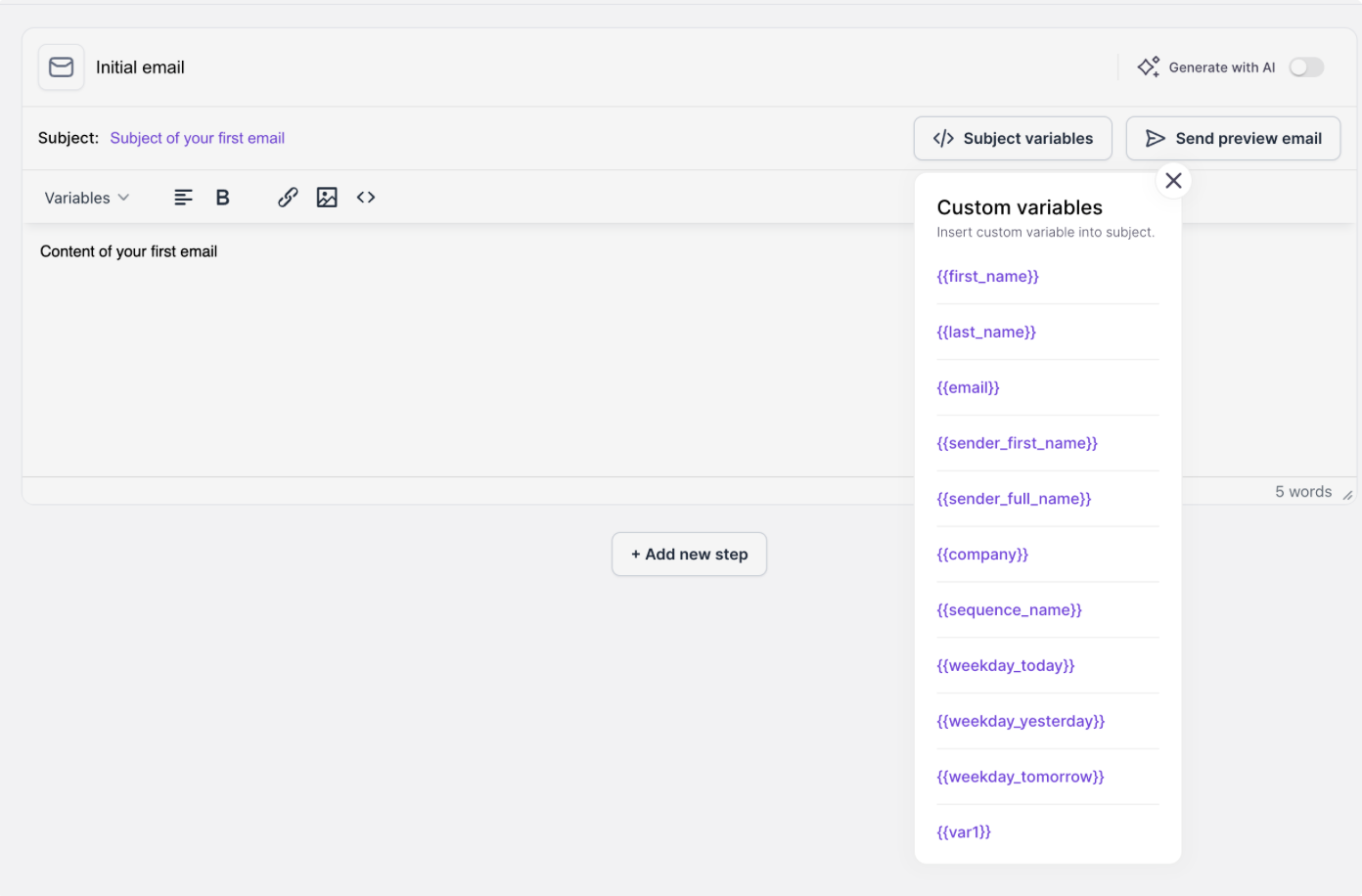 Use variables in Salesforge