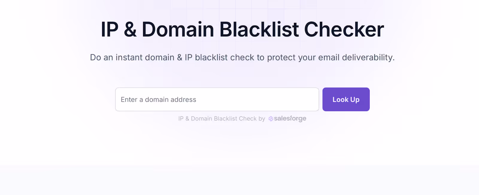 Salesforge IP & Domain Blacklist Checker tool for checking domain and IP blacklist status to ensure email deliverability.