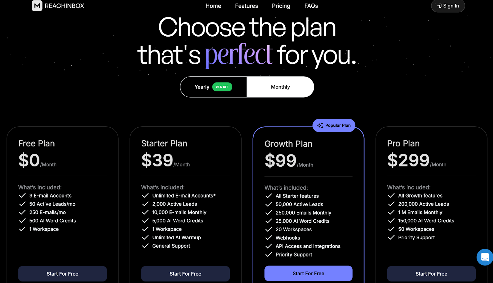 ReachInbox Pricing