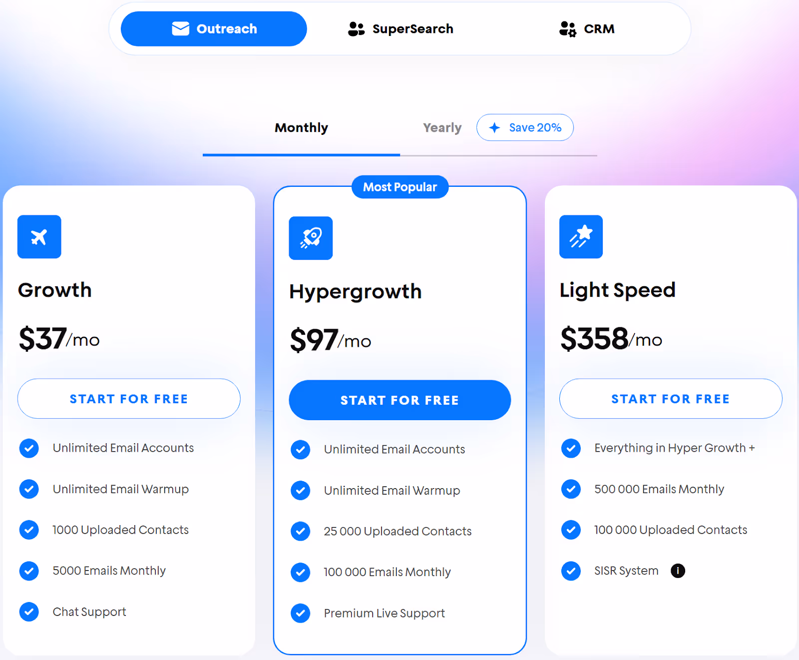 Instantly Outreach Monthly Pricing Plans