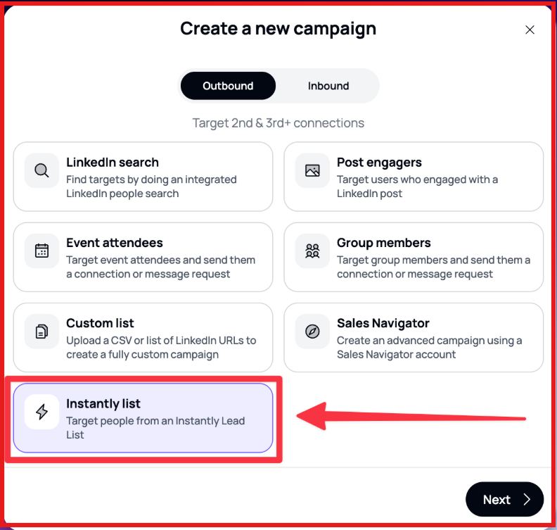 Target people from an Instantly lead list