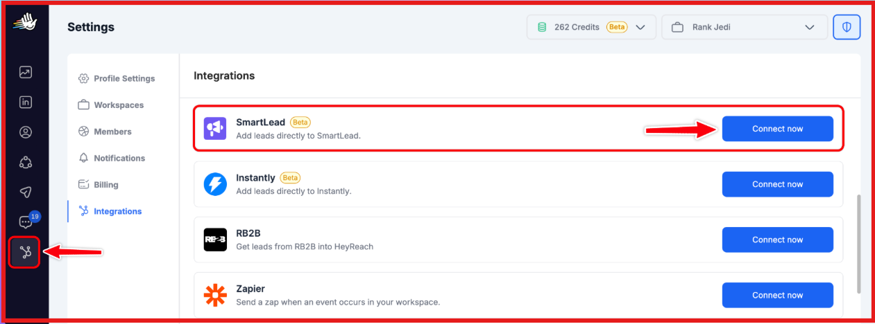 Add to SmartLead action on HeyReach