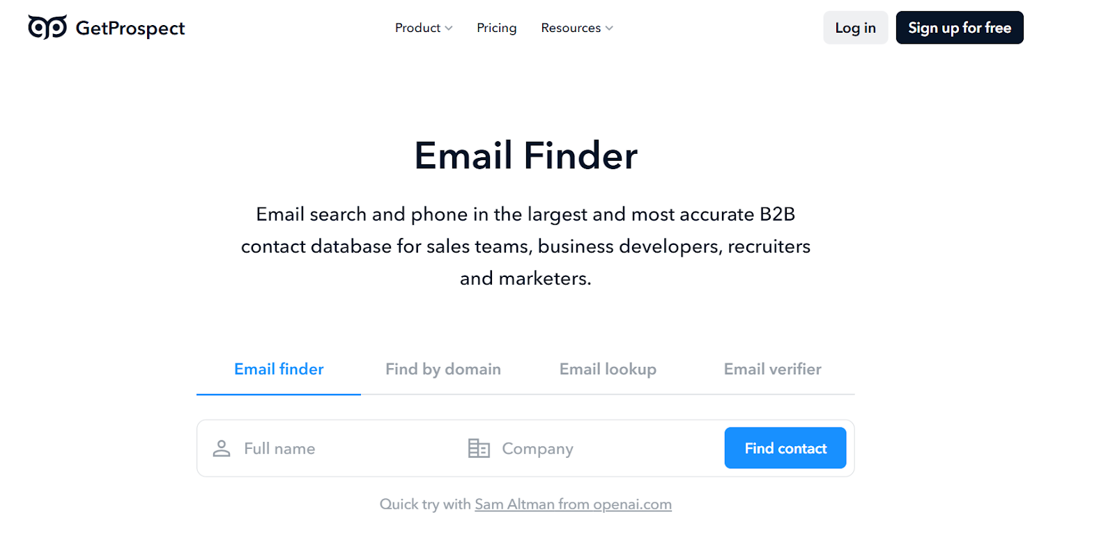 GetProspect homepage