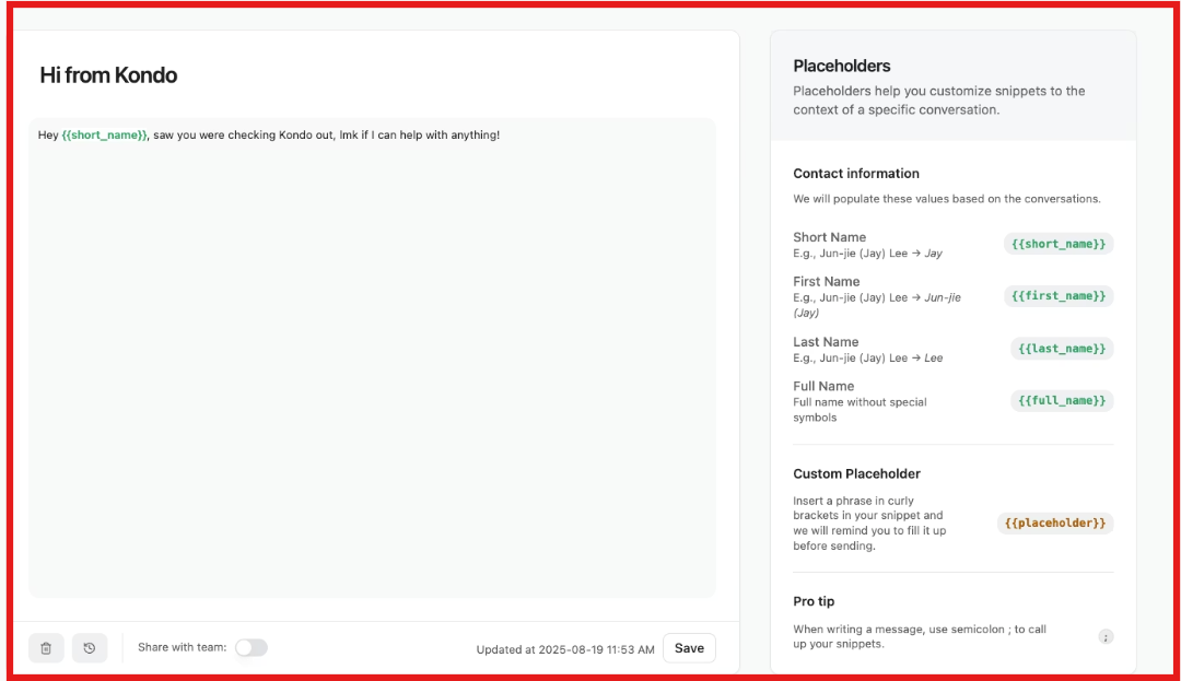 Reply faster using message snippets