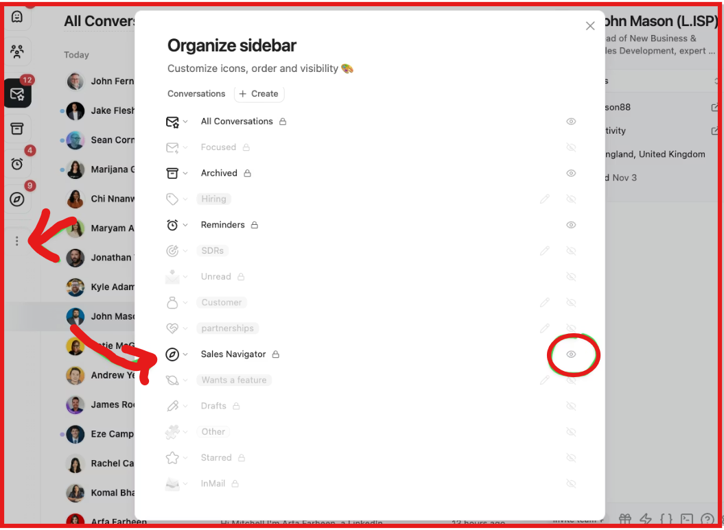 Organize sidebar on Kondo