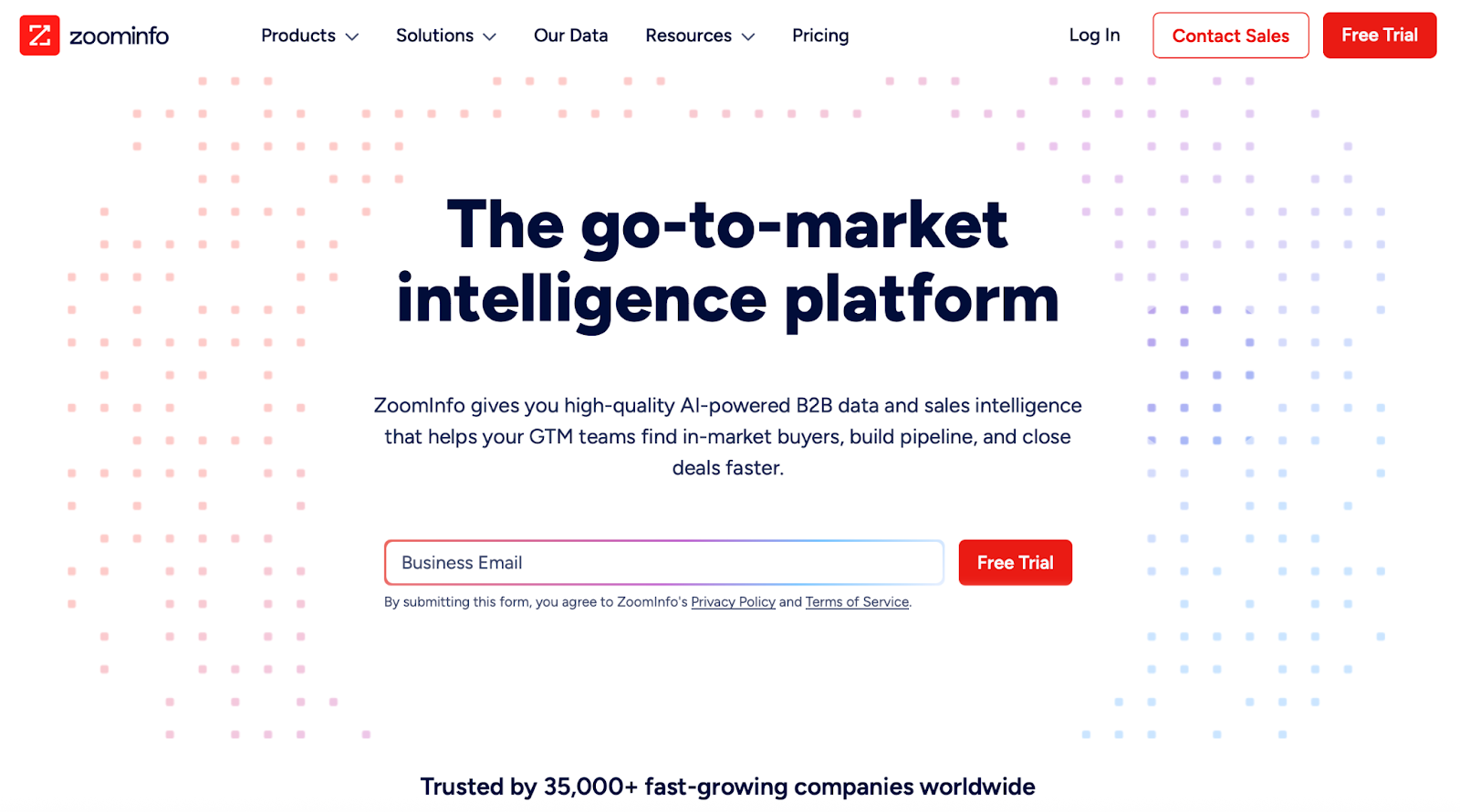 ZoomInfo homepage