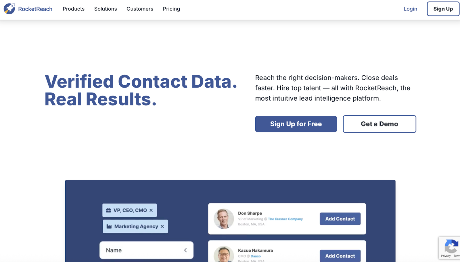 RocketReach homepage