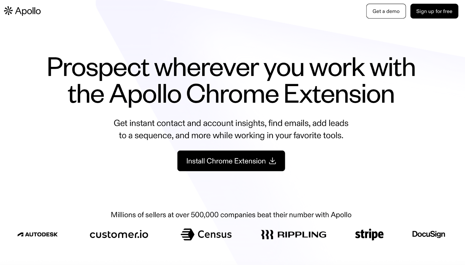 Apollo.io Homepage
