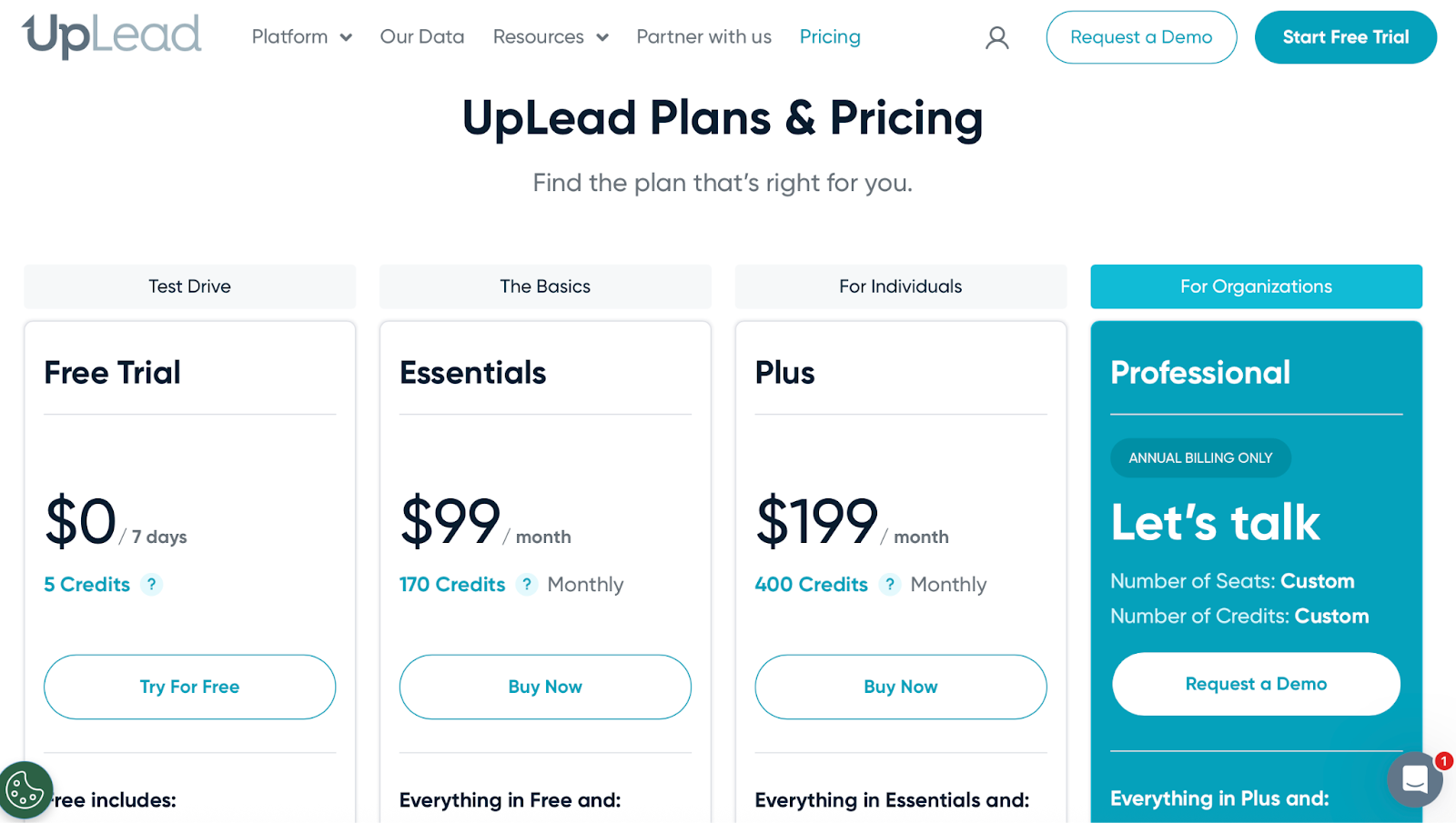 UpLead Pricing