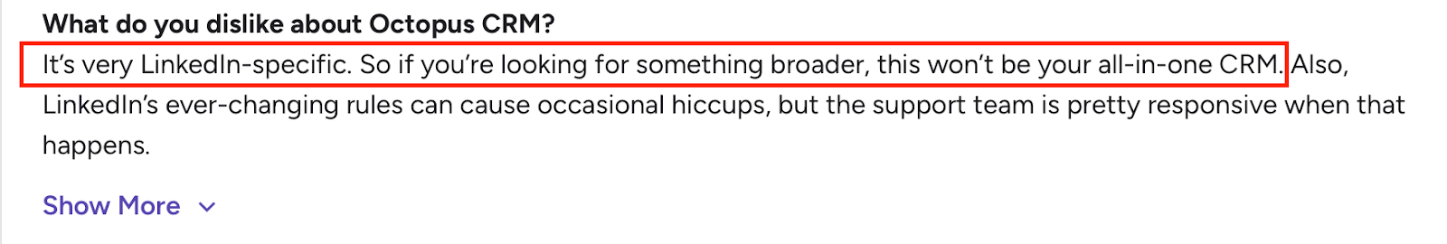 user review of Octopus CRM in G2