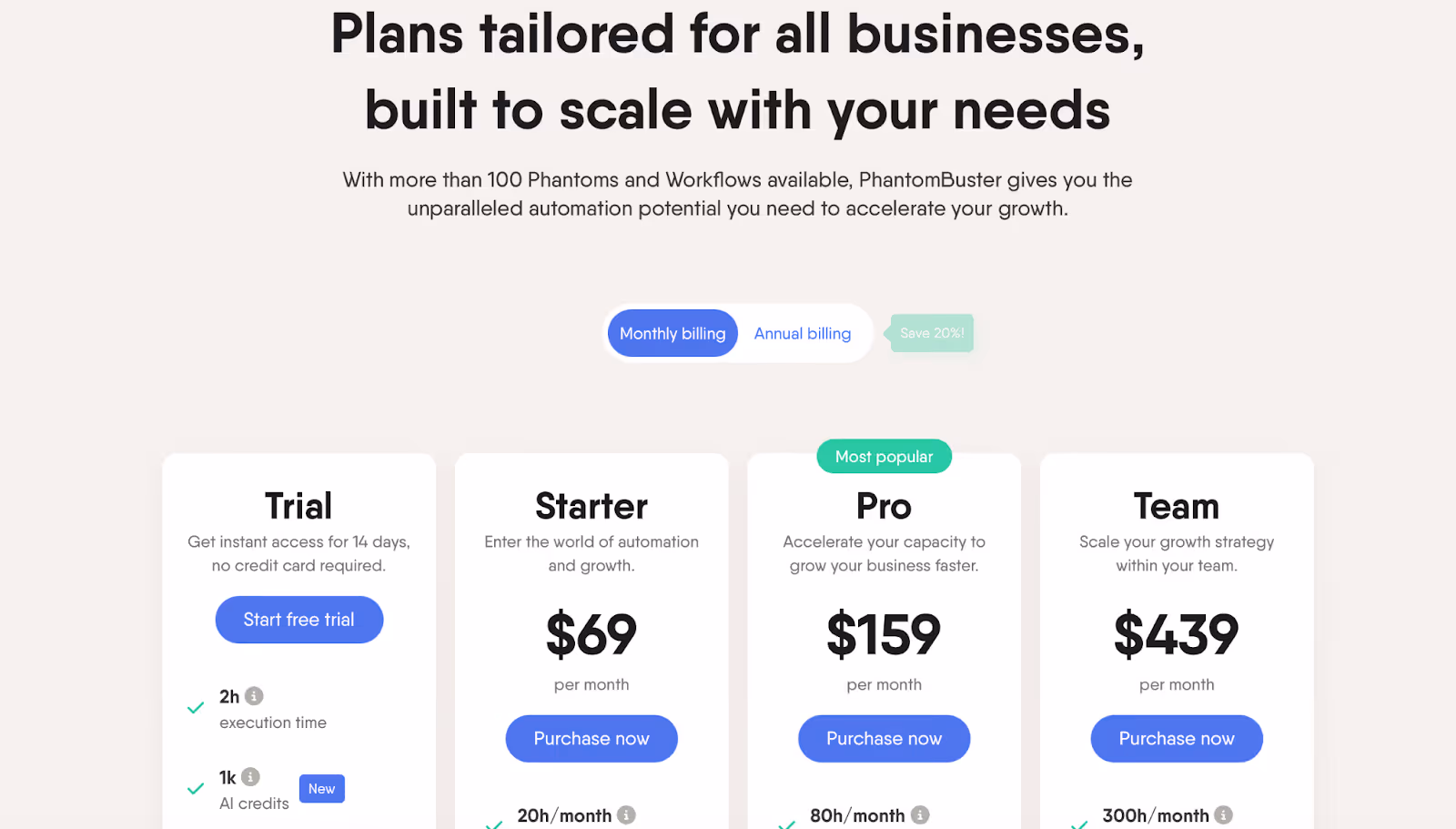PhantomBuster pricing