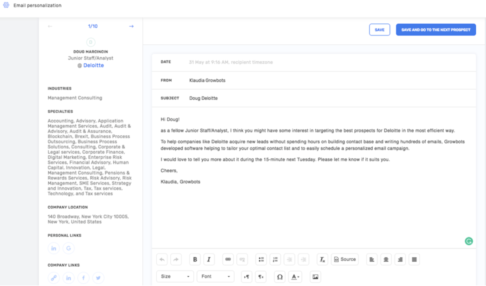Email Personalisation in Growbots