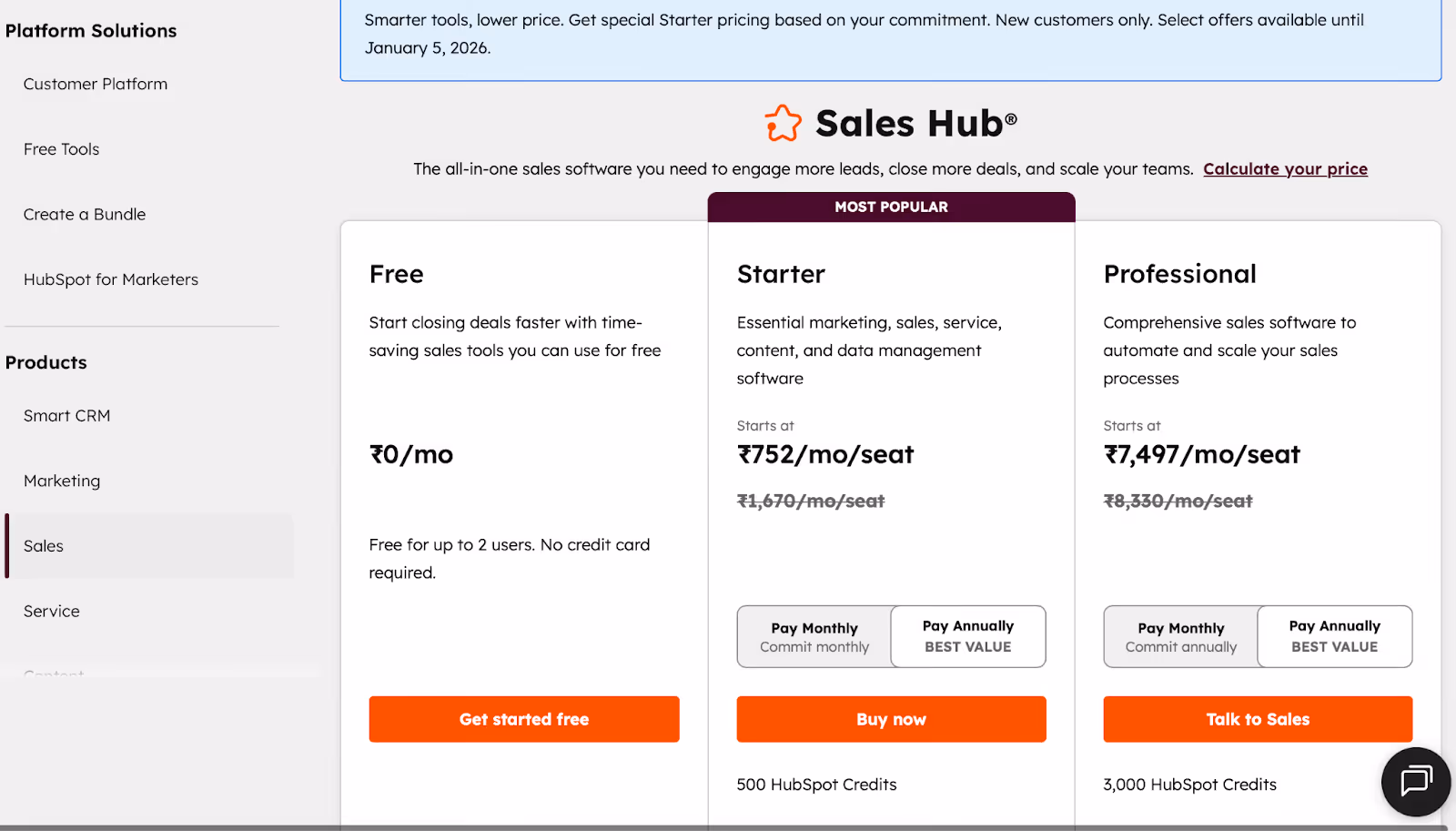 Hubspot Sales Hub Pricing