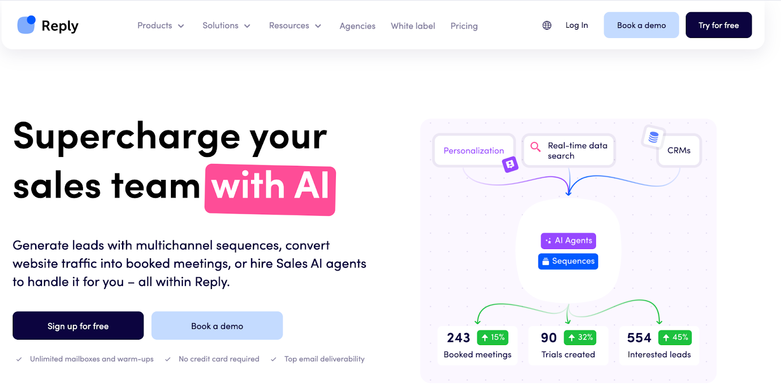 Reply.io homepage.