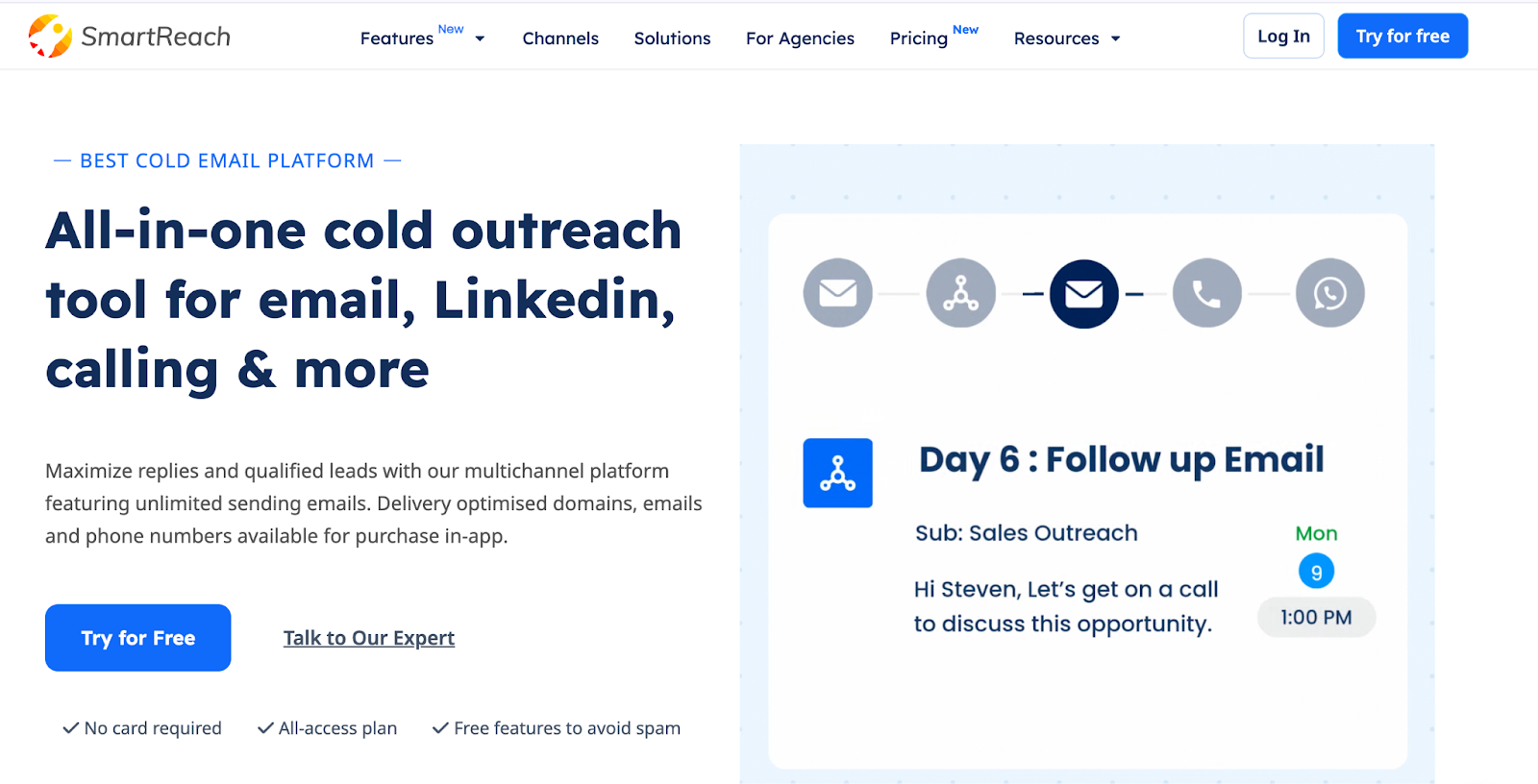 SmartReach.io homepage.