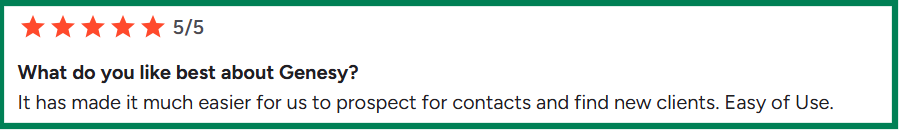 Genesy AI G2 review about faster prospecting