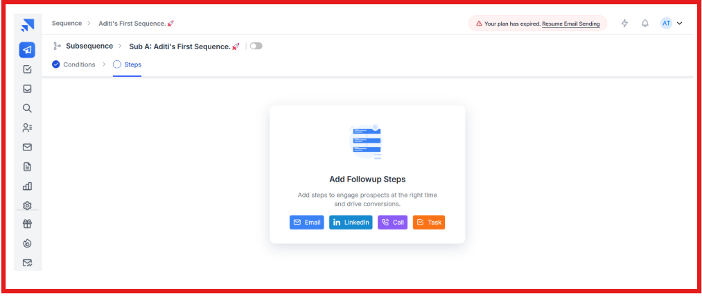 Add follow up steps by Saleshandy