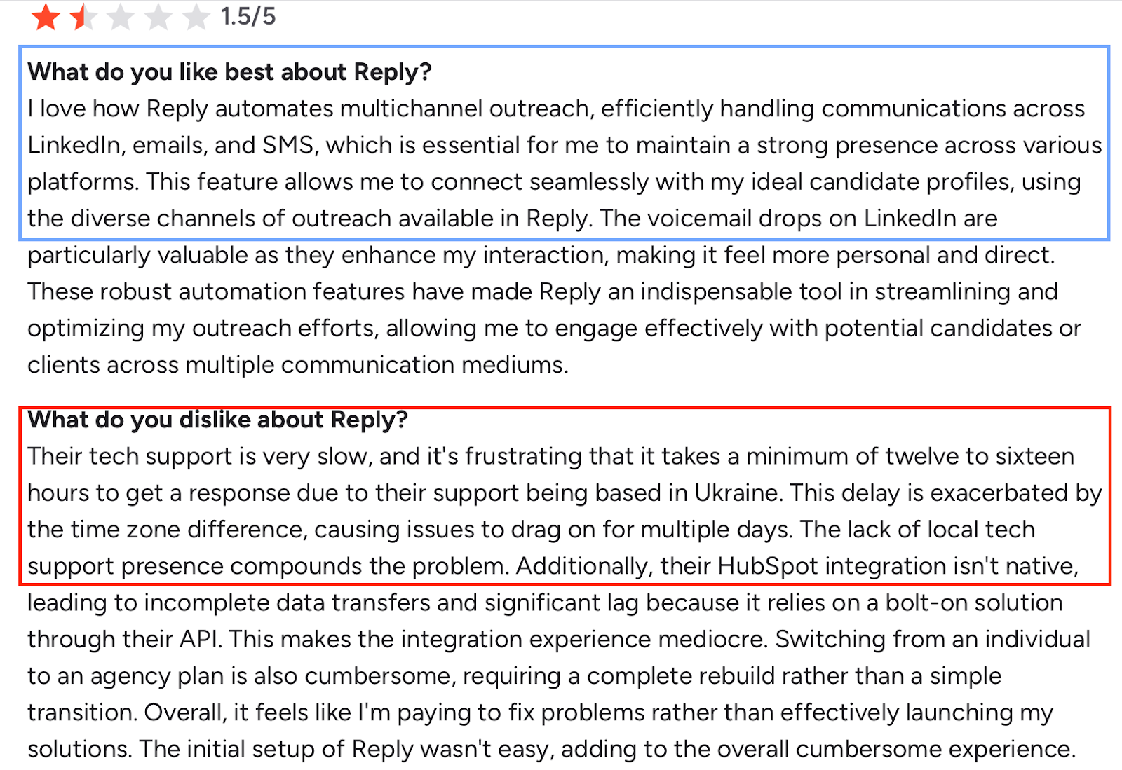  User review of Reply.io in G2