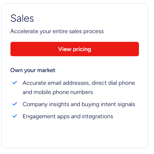 ZoomInfo Sales pricing