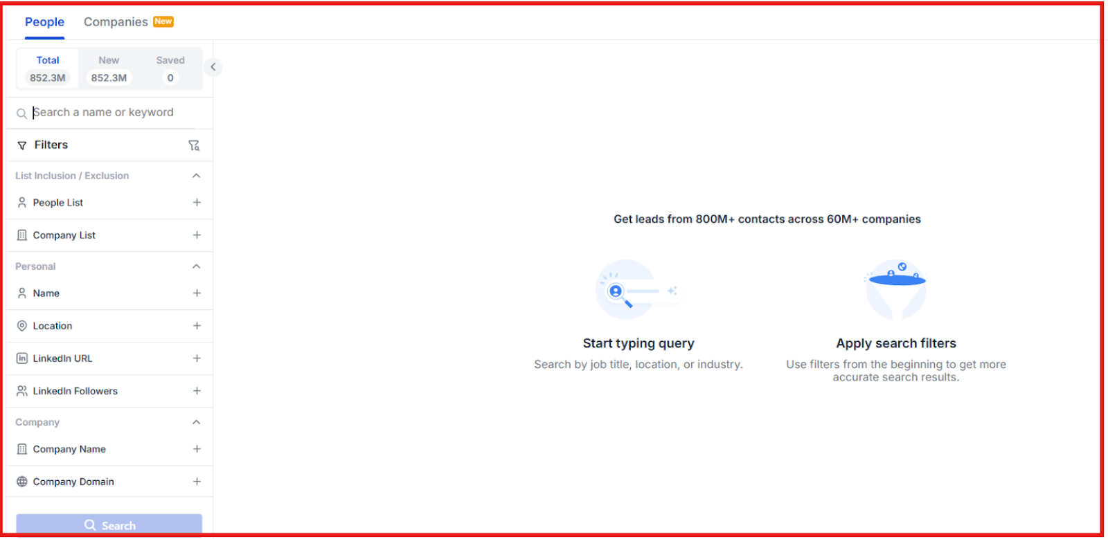 Apply filters on Saleshandy Lead finder