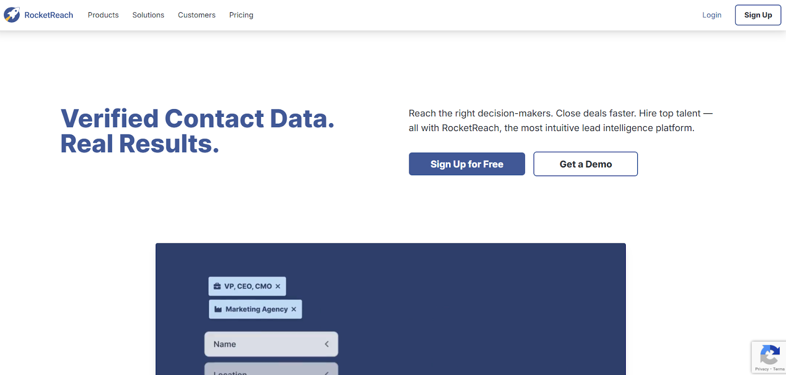 Rocketreach homepage