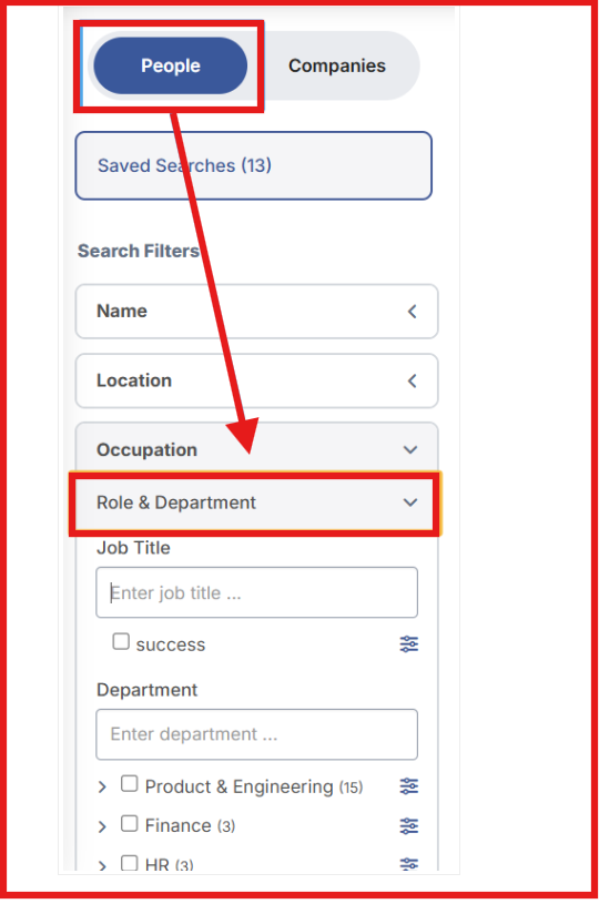 Go to search section on RocketReach