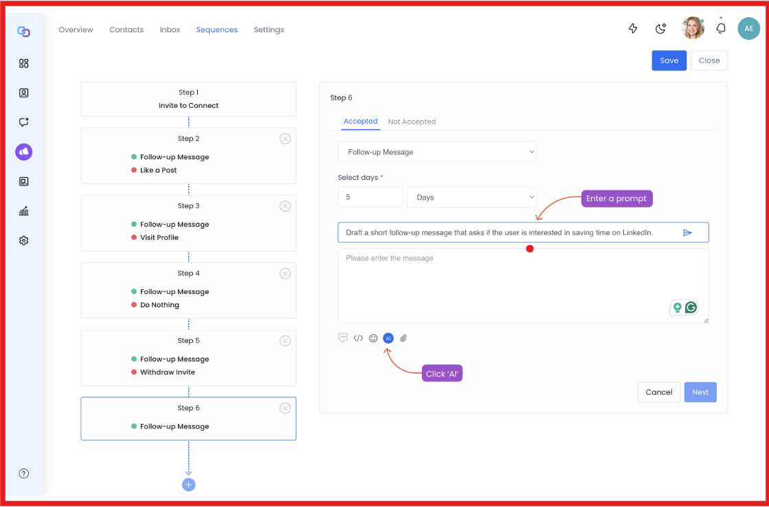 Generate message with AI on We-Connect