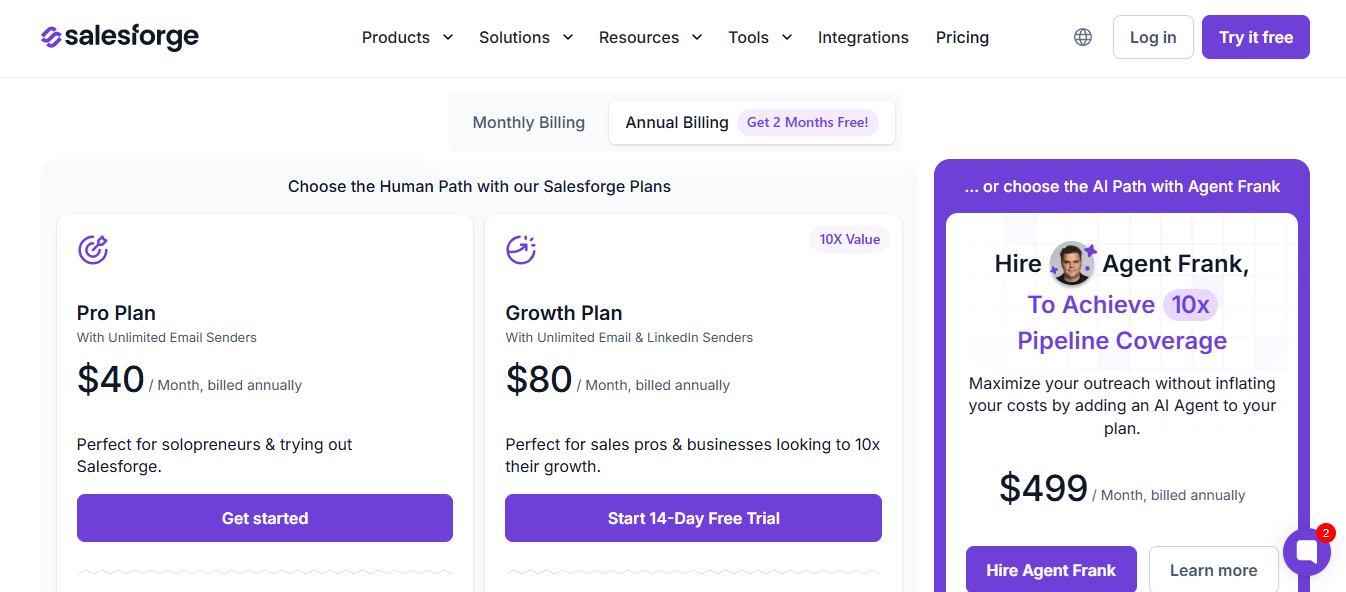 Salesforge’s pricing