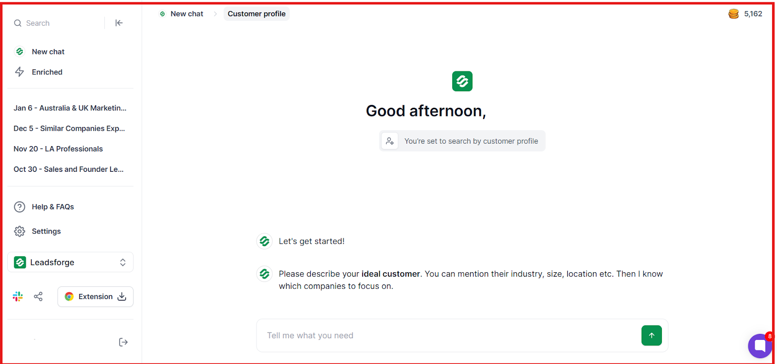 Describe your ideal customer on Leadsforge