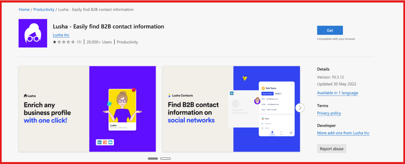 Lusha chrome extension