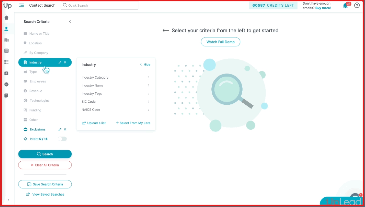 Uplead filters to find contacts‍