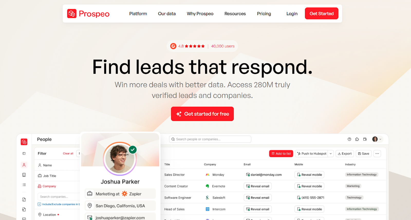 Prospeo homepage