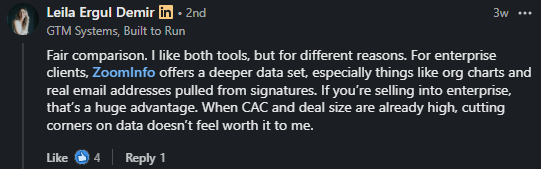 User experience using ZoomInfo