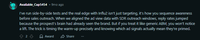 User experience using Influ2