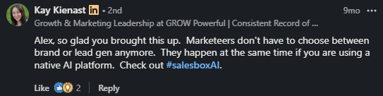 User experience using SalesboxAI