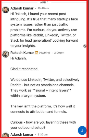 An example of how a message based on a post can help you get a reply