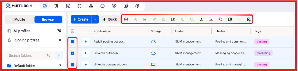 Multilogin to manage multiple linkedin accounts