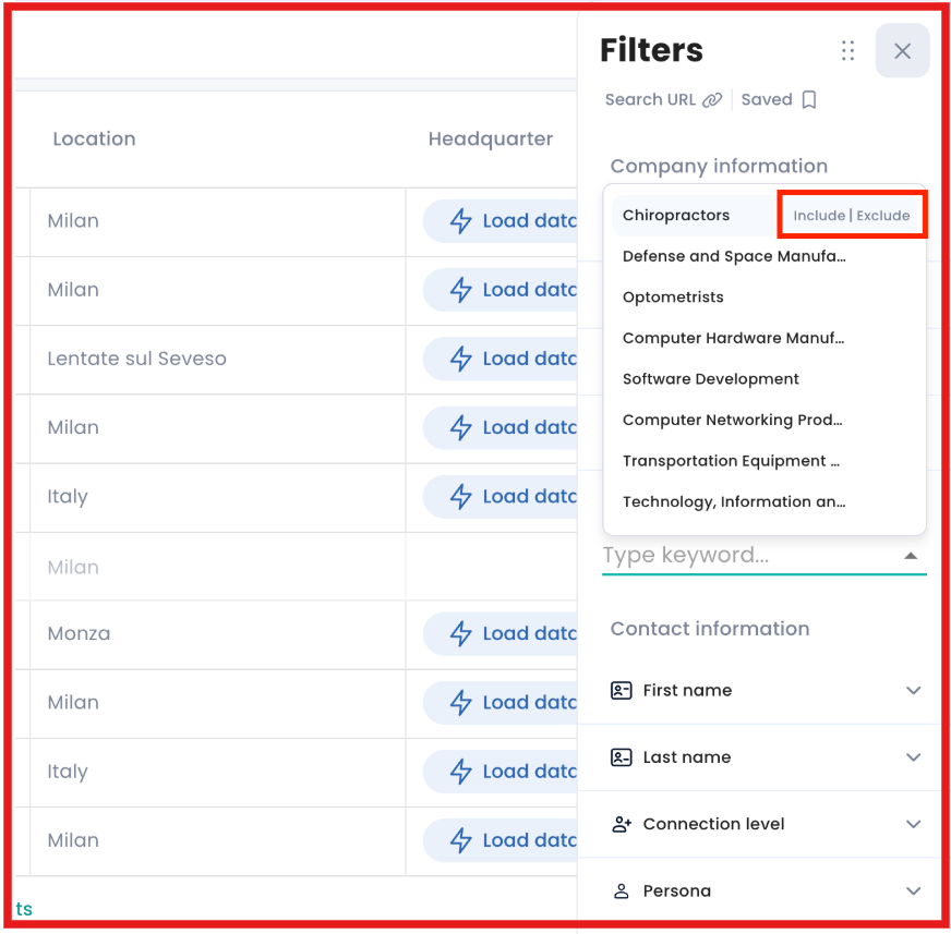 Find leads on Crono using filters