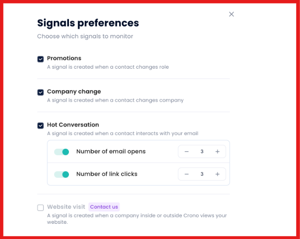 Set signal preference on Crono