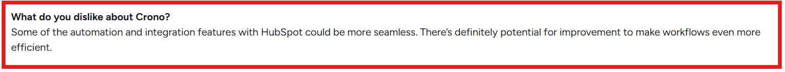 Crono G2 rating about integrations