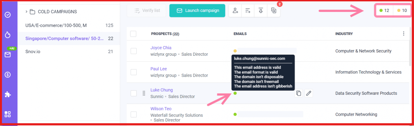 Snov email verification