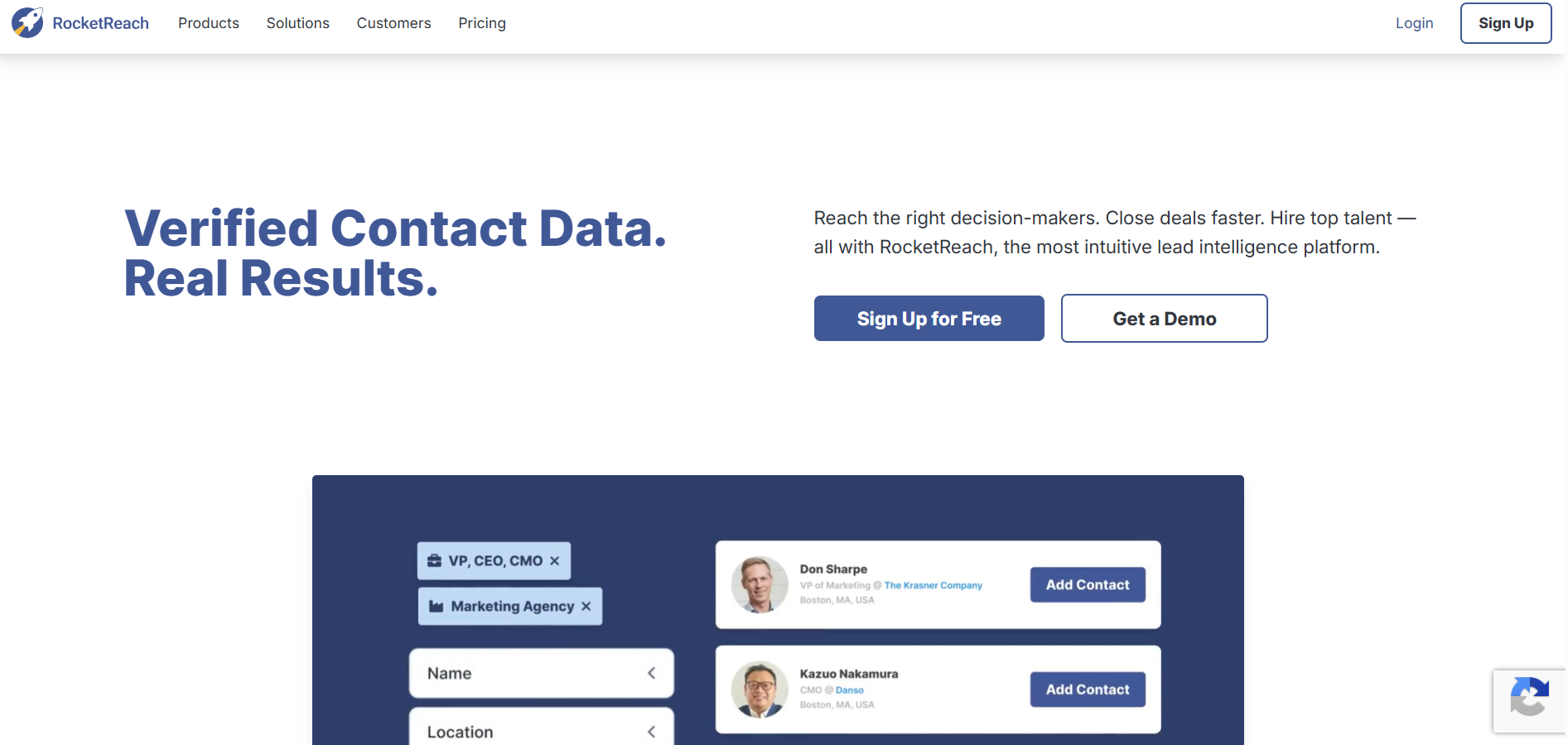 Rocketreach homepage