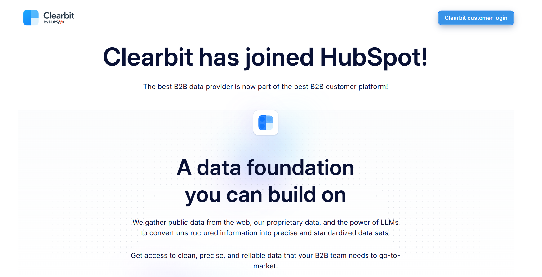 Clearbit homepage
