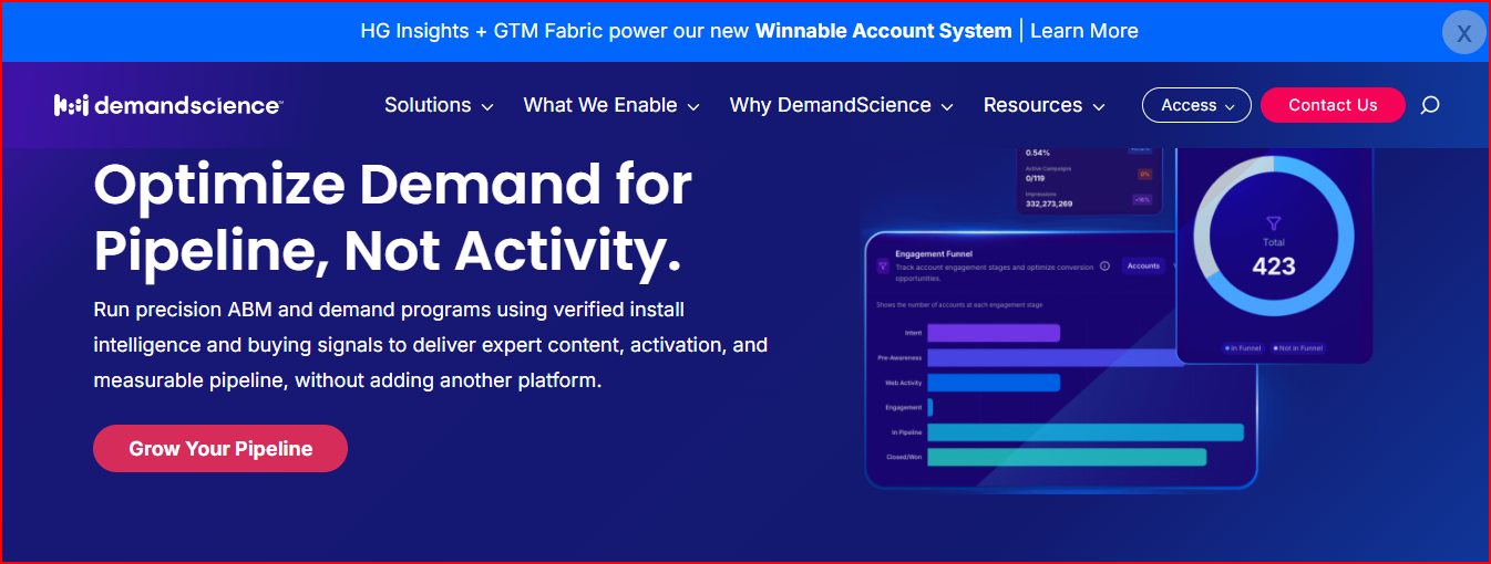 DemandScience - ABM tool that combines data, campaign, and execution