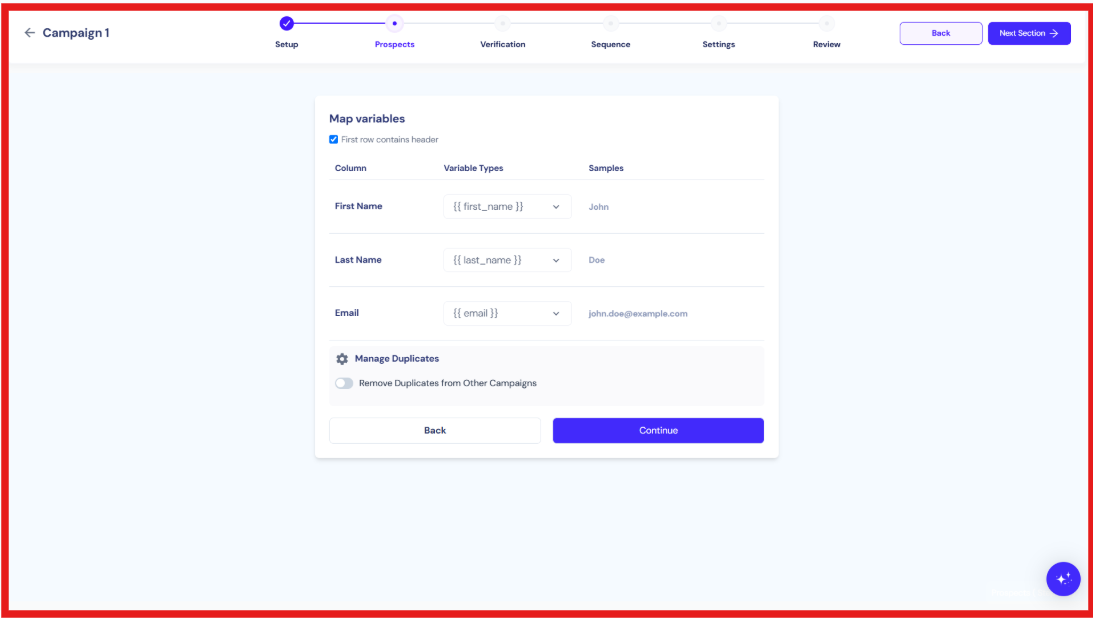 Campaign setup on Sparkle